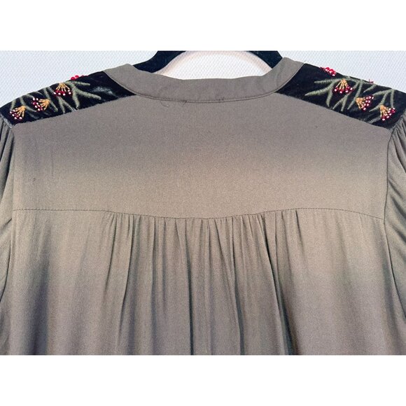 Carolina Belle Womens Embroidered Tunic Dress Size 8 Olive Green - Picture 10 of 11